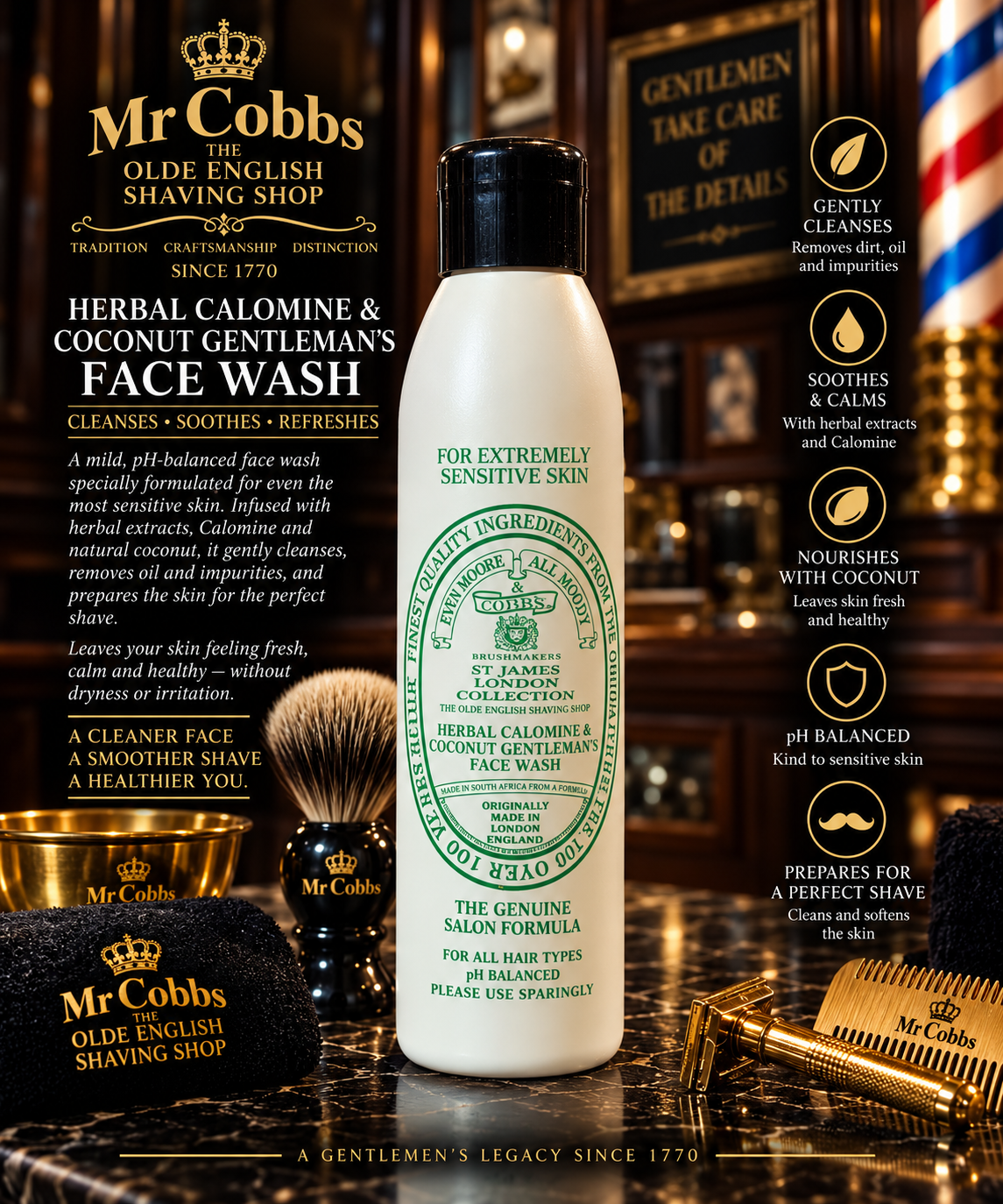 Herbal Calomine & Coconut Gentleman's Face Wash