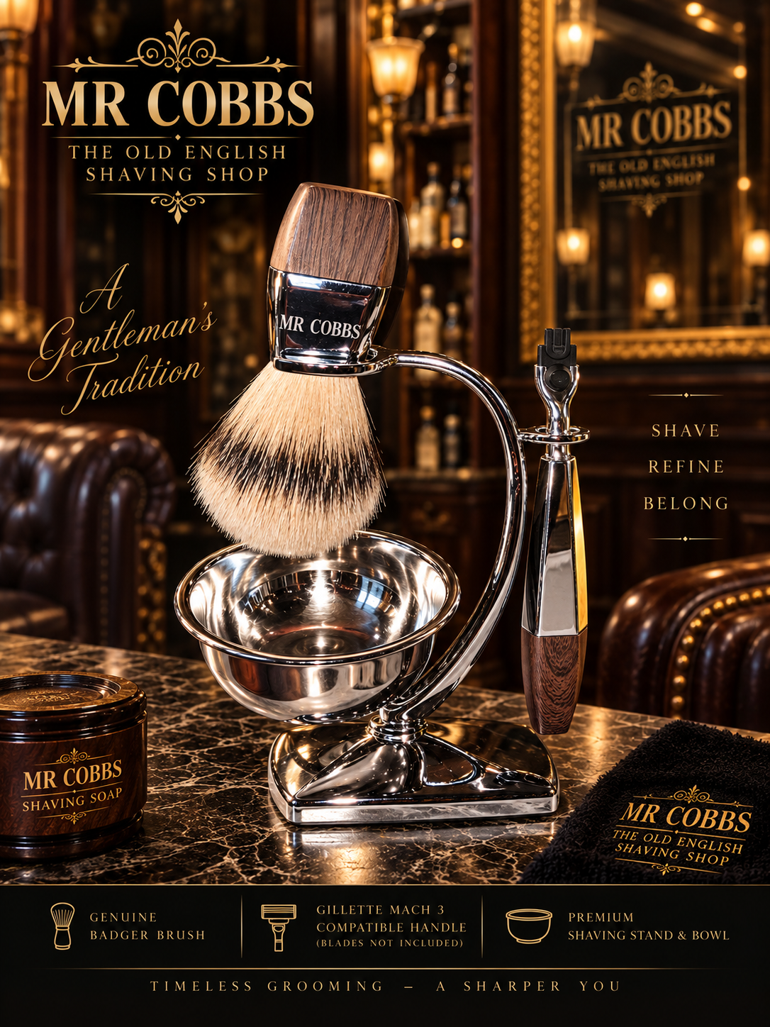 Mr Cobbs Brilliance Wood Shaving Set